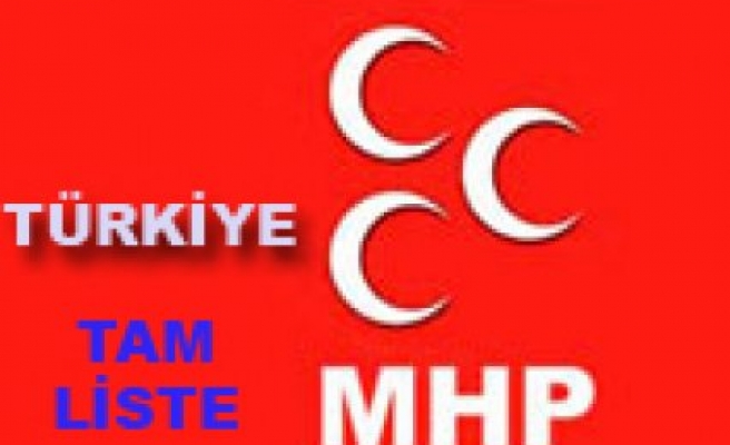 MHP milletvekilleri listesi - TAM LİSTE