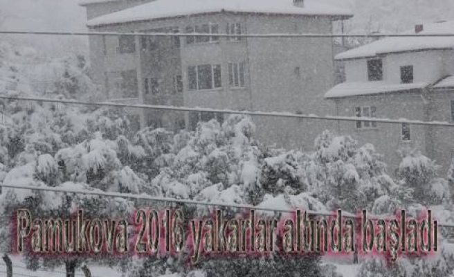 Pamukova Yeni yıla karlar altında uyandı.