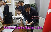 Pamukova da vatandaşlar Başkanla bayramlaştılar