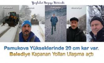 Pamukova Yükseklerine 20 cm kadar kar yağdı.
